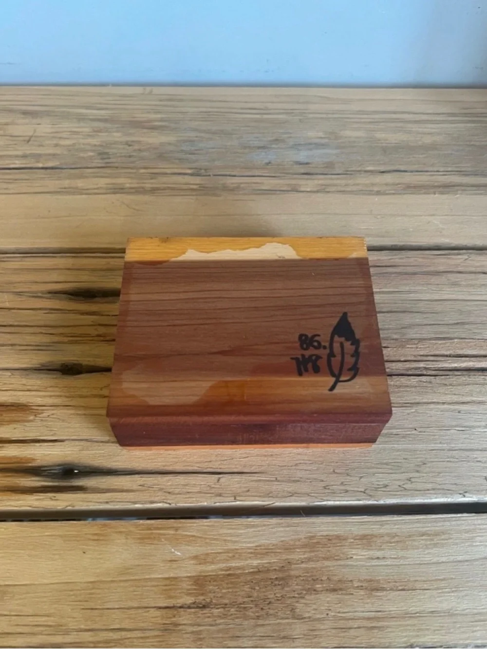 Wooden Wolf Accent Box in Natural and Brown